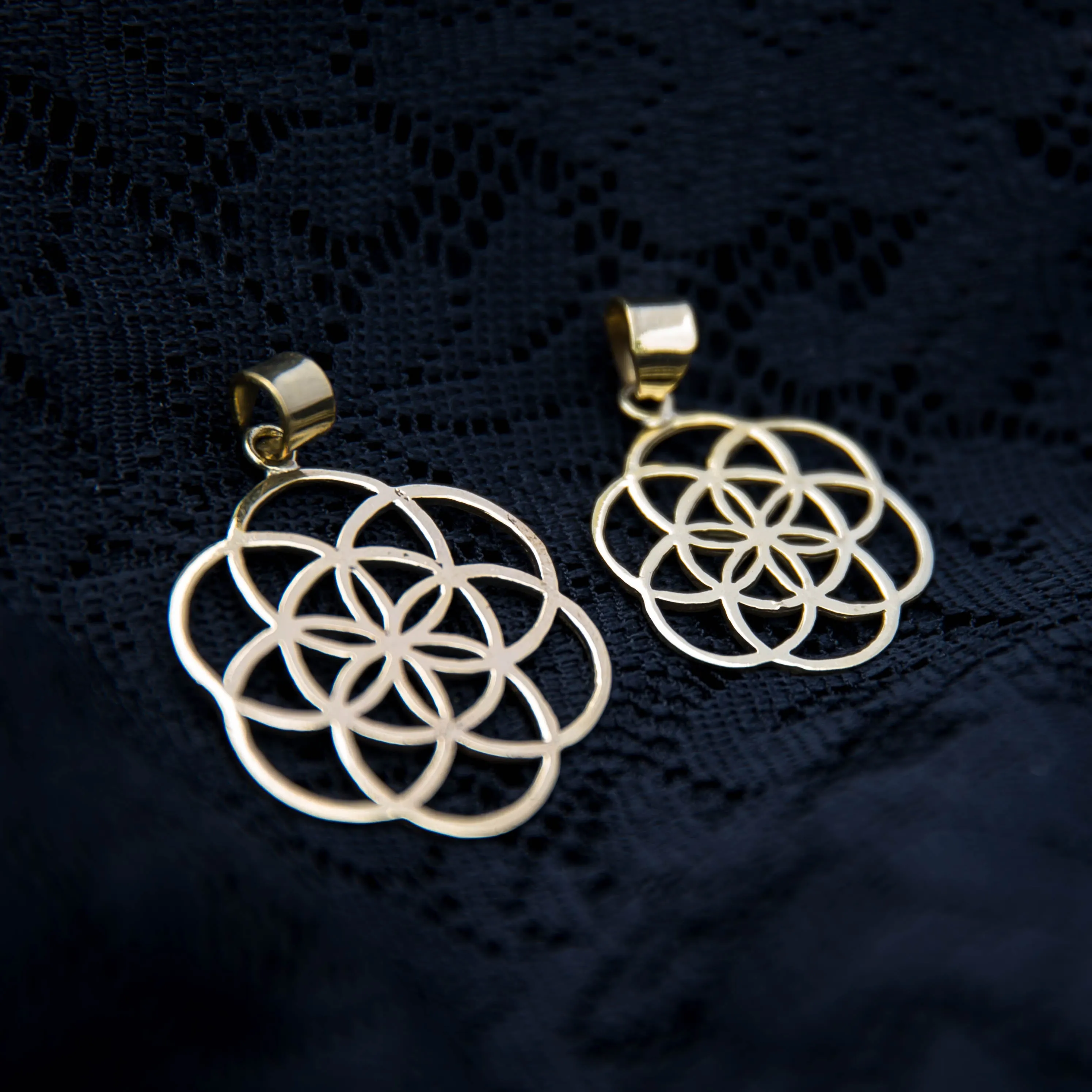 Seed of Life Pendant - Brass