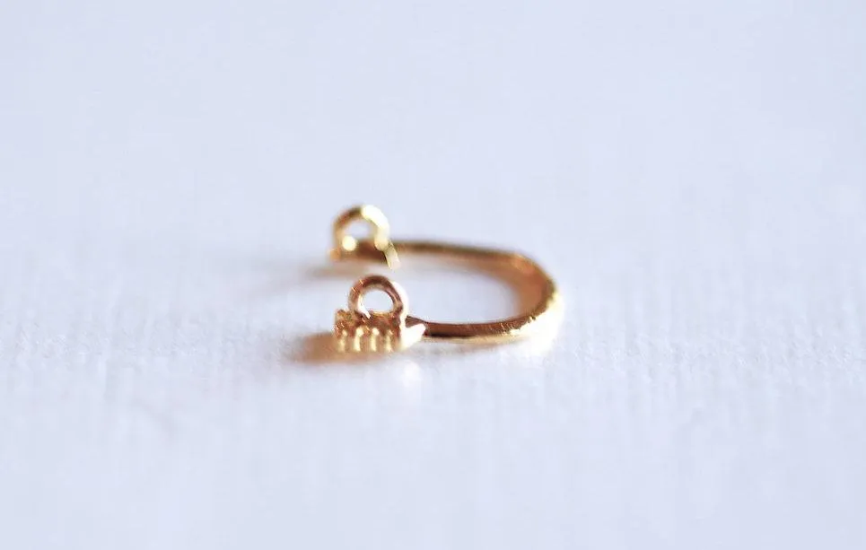 Shiny Vermeil Gold Curved Arrow Connector Charm- 18k gold over Sterling Silver Arrow Connector Charm Link, Thin Bent Arrow Connector, 288