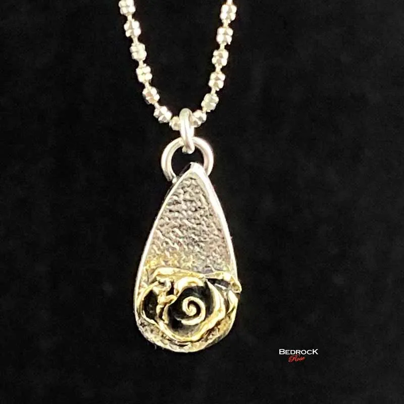 Silver and Gold-Plated Hybrid Tea Rose Pendant
