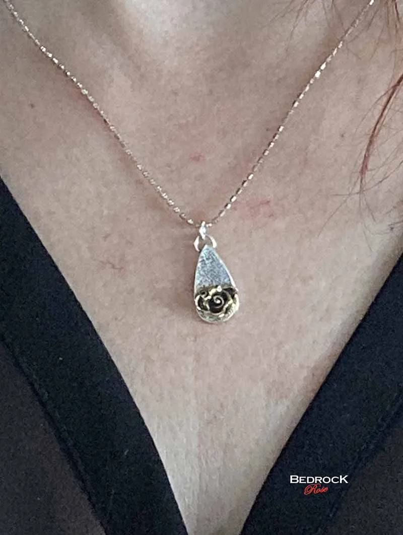 Silver and Gold-Plated Hybrid Tea Rose Pendant