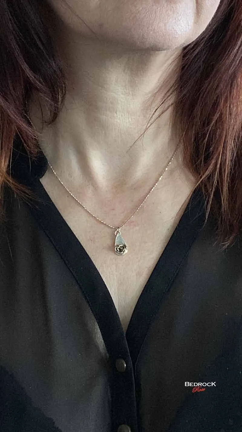 Silver and Gold-Plated Hybrid Tea Rose Pendant