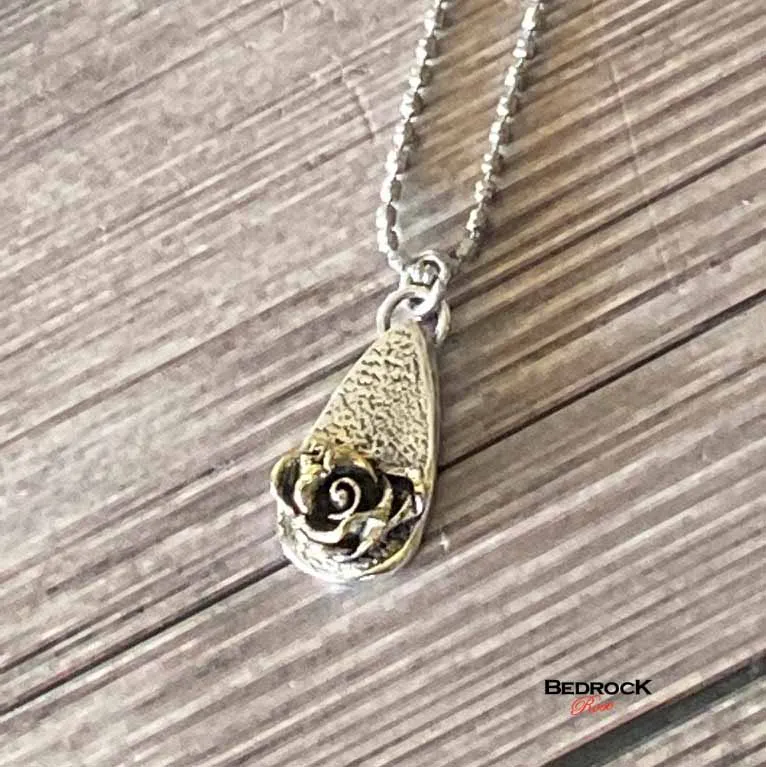 Silver and Gold-Plated Hybrid Tea Rose Pendant