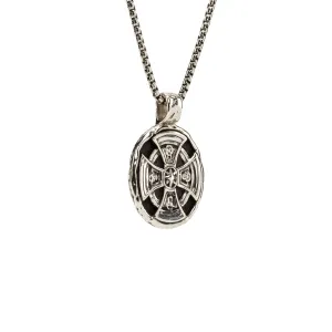Silver Or Silver And Bronze Celtic Cross Oval Pendant | Keith Jack