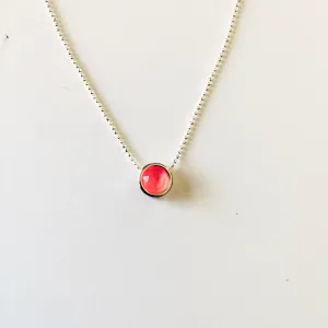 Simple Pendant Slide Necklace featuring Ultra Pink Coral AB