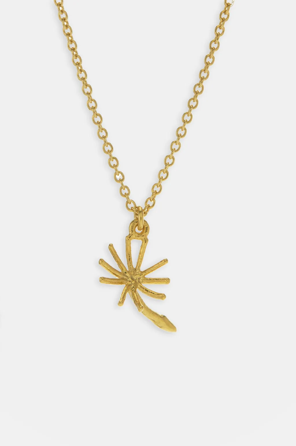 Single Dandelion Fluff Necklace Gold Plate