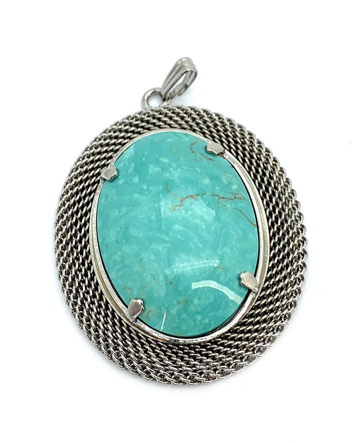 Southwest Two Piece Pendant and Earrings Set in Silver Plate