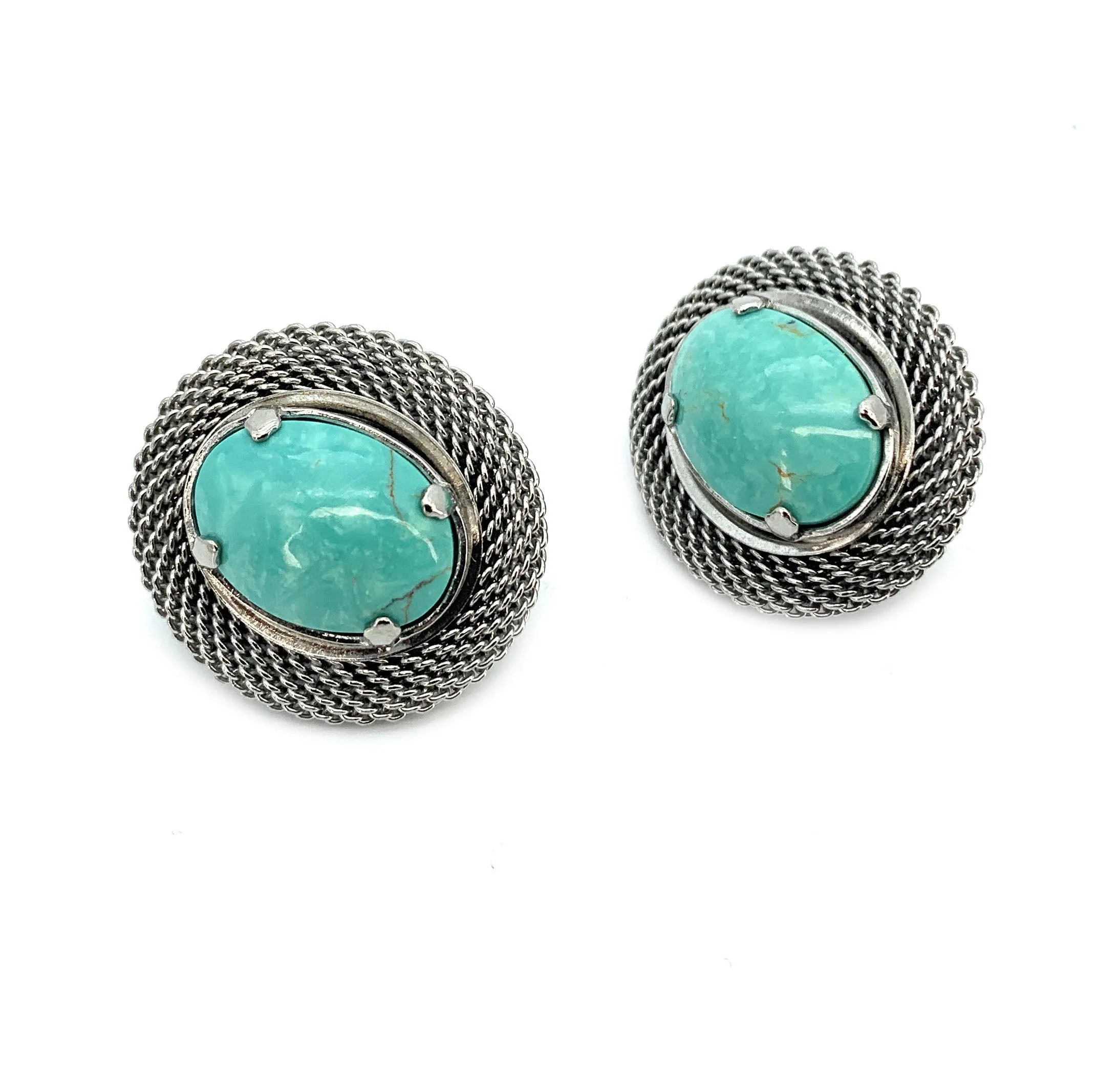 Southwest Two Piece Pendant and Earrings Set in Silver Plate