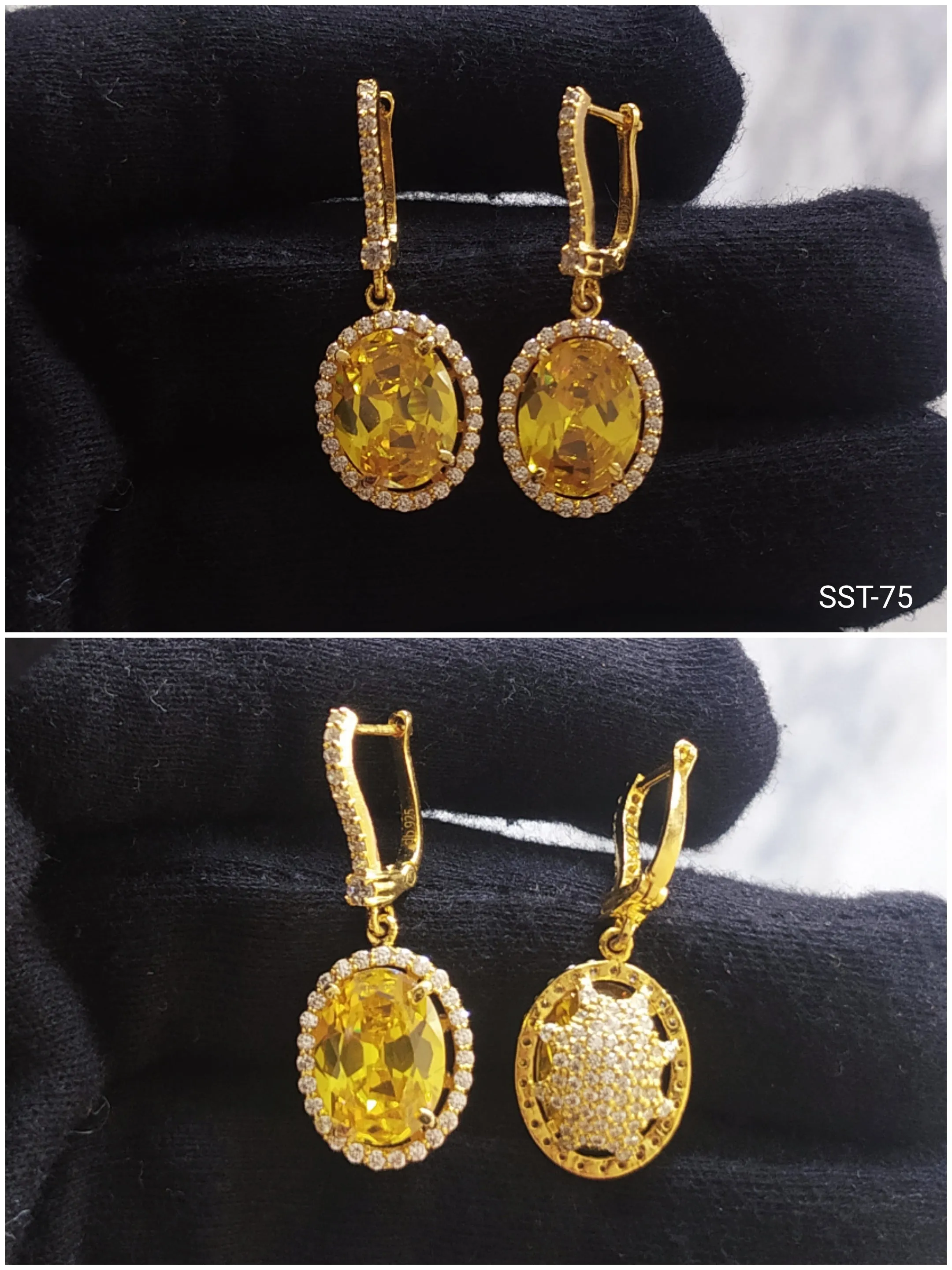 SST 075 | VIBRANT YELLOW OVAL DROP EARRINGS