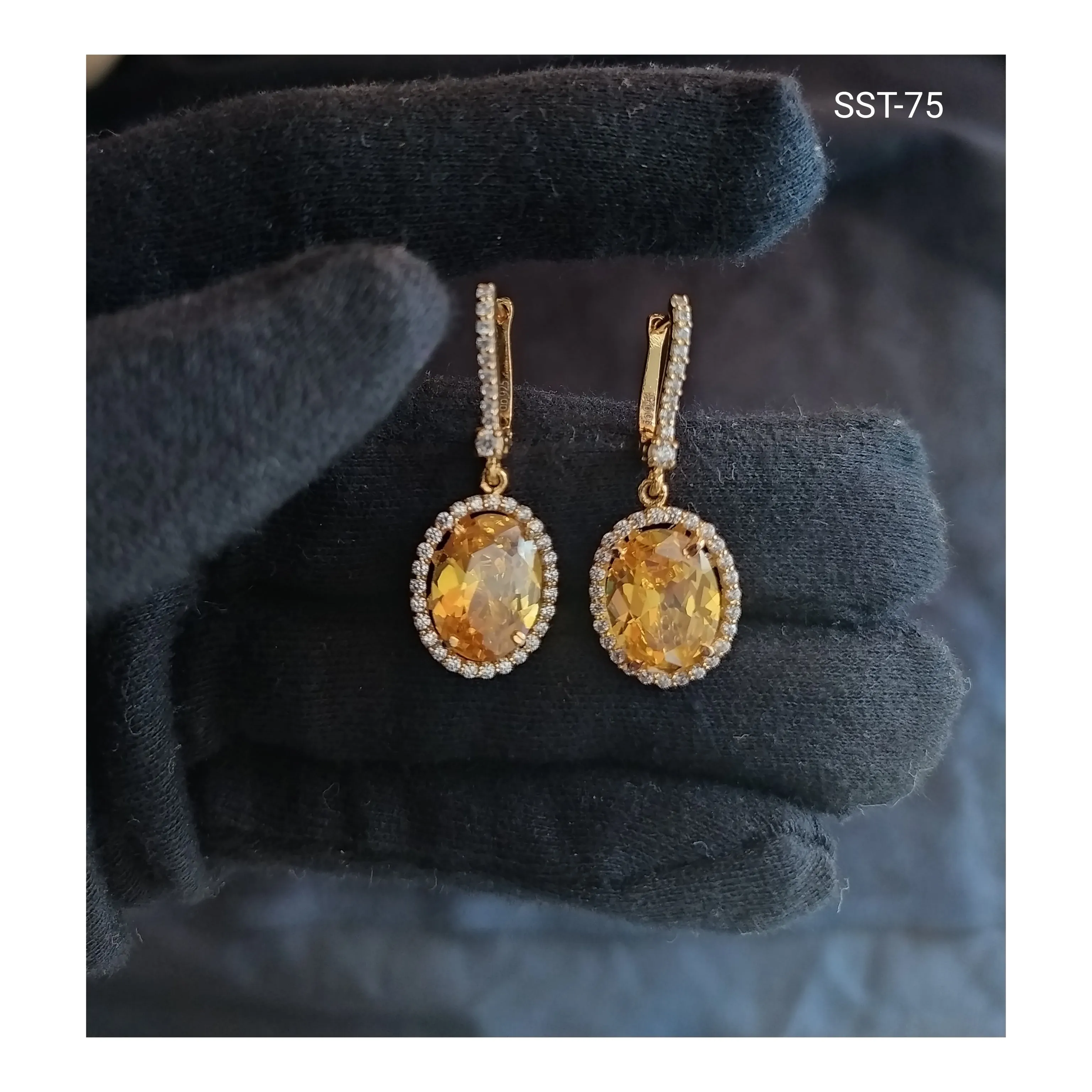 SST 075 | VIBRANT YELLOW OVAL DROP EARRINGS