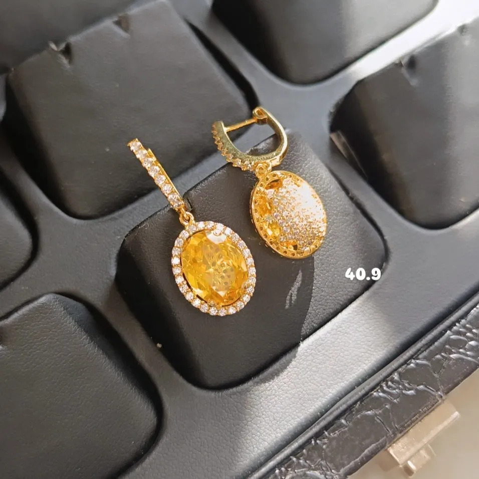 SST 075 | VIBRANT YELLOW OVAL DROP EARRINGS