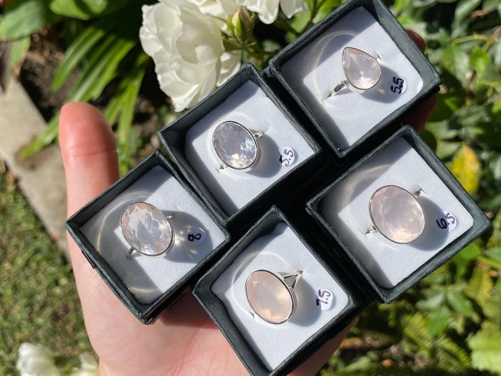 Sterling Silver Rose Quartz Rings