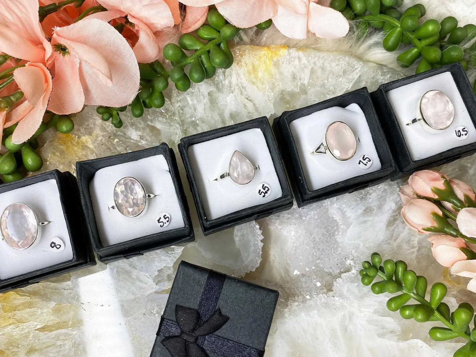 Sterling Silver Rose Quartz Rings