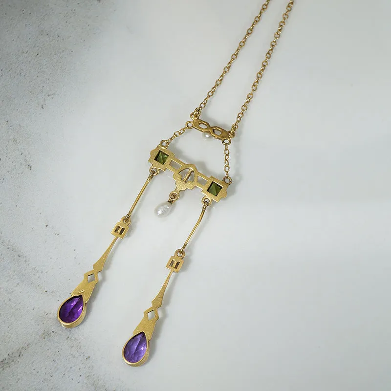 Stunning Suffragette Necklace in Glowing Gold