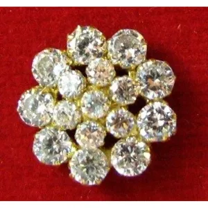 Style Fancy White stones Nose pin in Solid Real 14k Yellow Gold Body Pin 18g