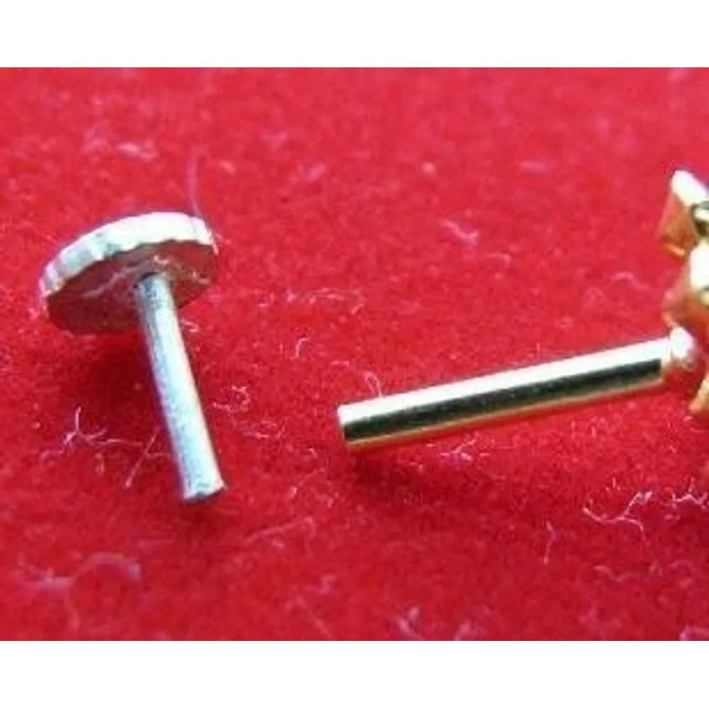 Style Fancy White stones Nose pin in Solid Real 14k Yellow Gold Body Pin 18g