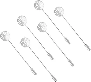 SUPERFINDINGS 30Pcs Sliver Flat Round Tray Lapel Pin Brass Blank Brooch Pin Hat Pins Stick Pins with Tray and Stopper Ends for Men Women Suits Barge Collar Suit Tie DIY Costume Jewelry Making