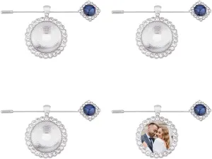 SUPERFINDINGS Platinum Golden Memorial Bouquet Photo Charm Wedding Bouquet Pins Bridegroom Bridal Brooches Alloy Rhinestone Wedding Boutonniere Pin