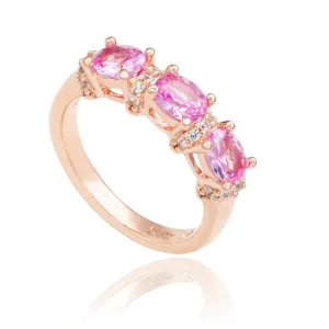 Suzy Levian Rose Sterling Silver Natural Pink Sapphire and Diamond Accent Half Band