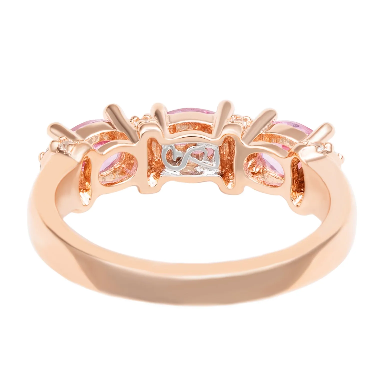 Suzy Levian Rose Sterling Silver Natural Pink Sapphire and Diamond Accent Half Band