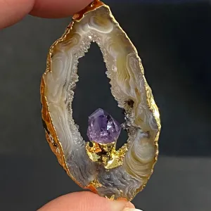 Tabasco Geode - Amethyst Gold Gilded Pendant