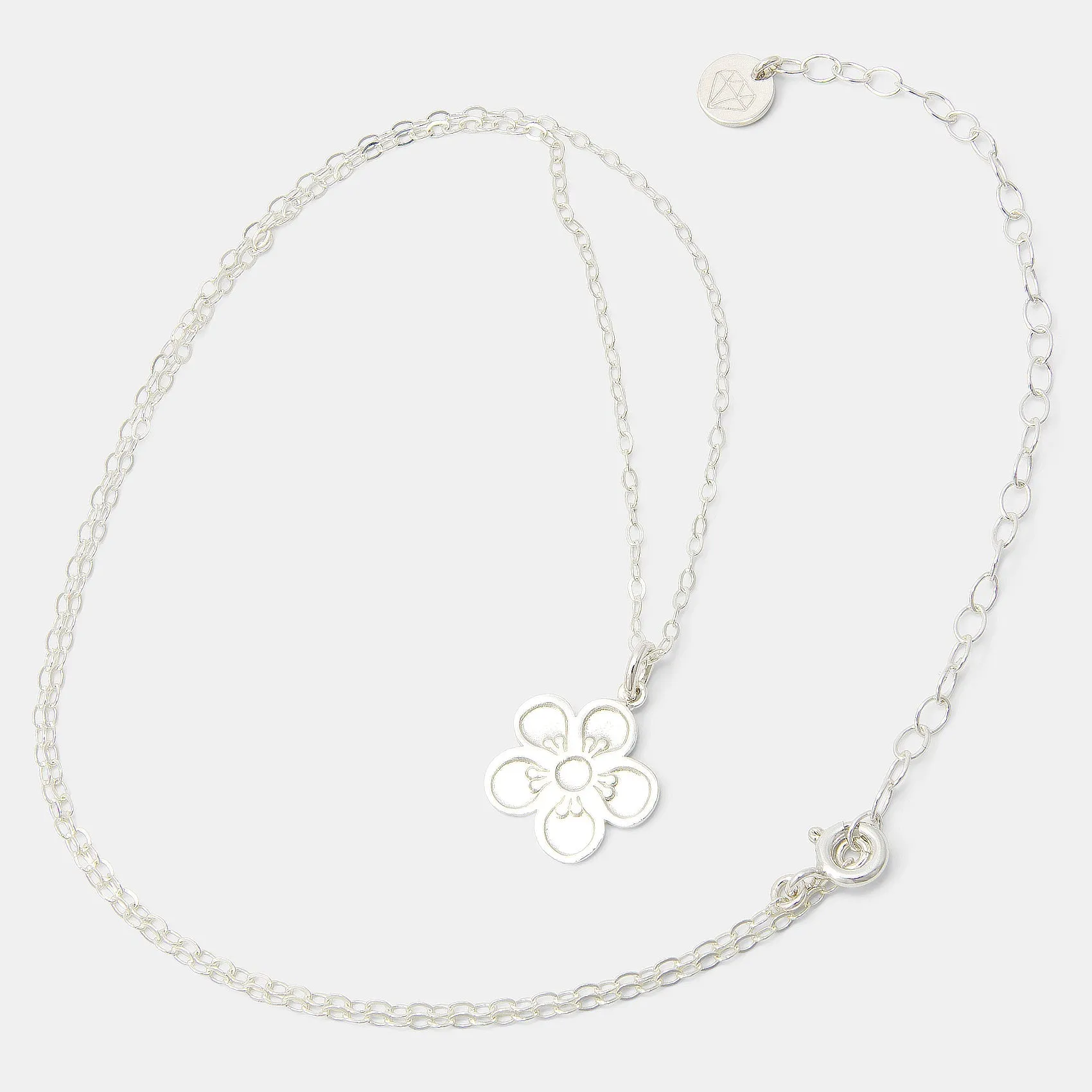 Tea Tree Flower Silver Pendant Necklace