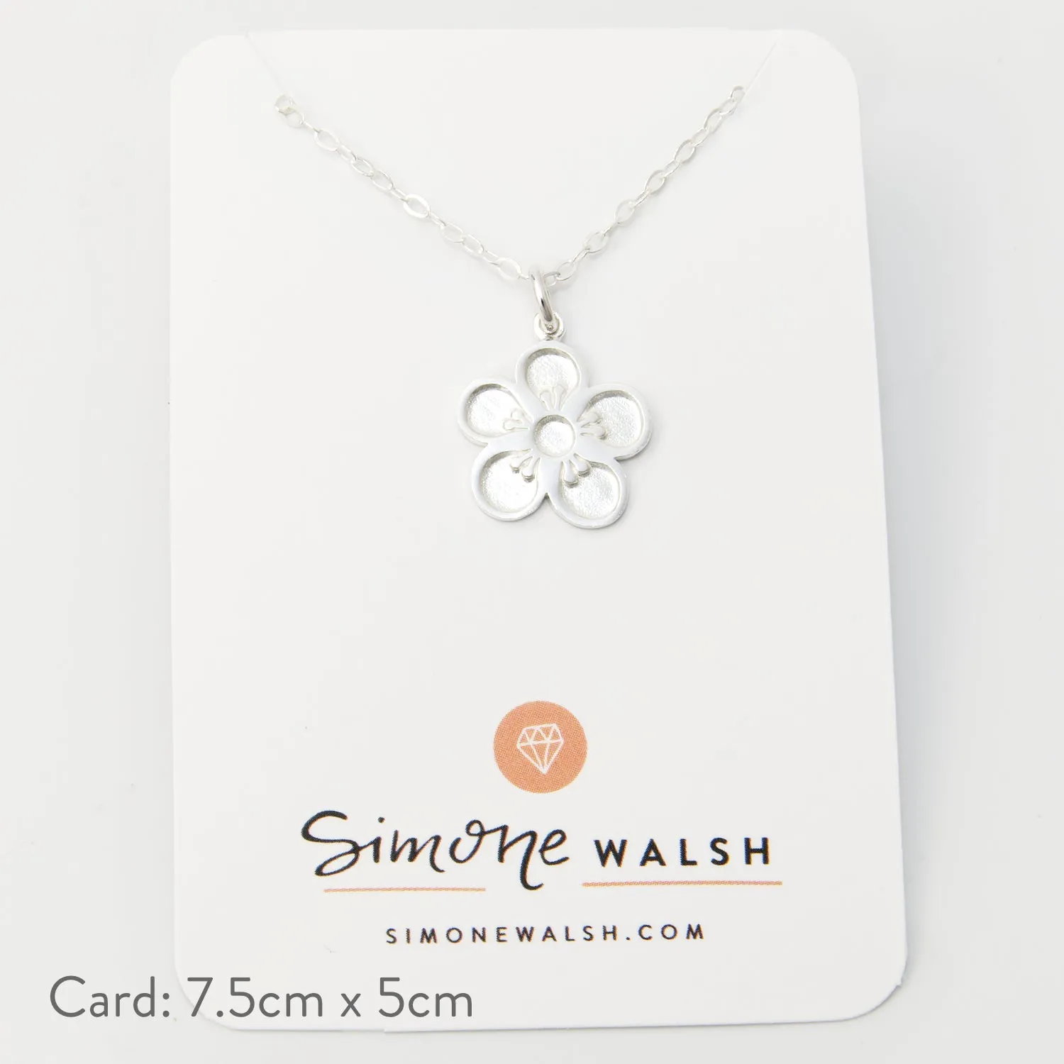 Tea Tree Flower Silver Pendant Necklace