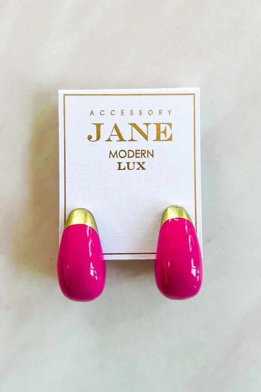 Teardrop Earrings - Fuchsia/Gold