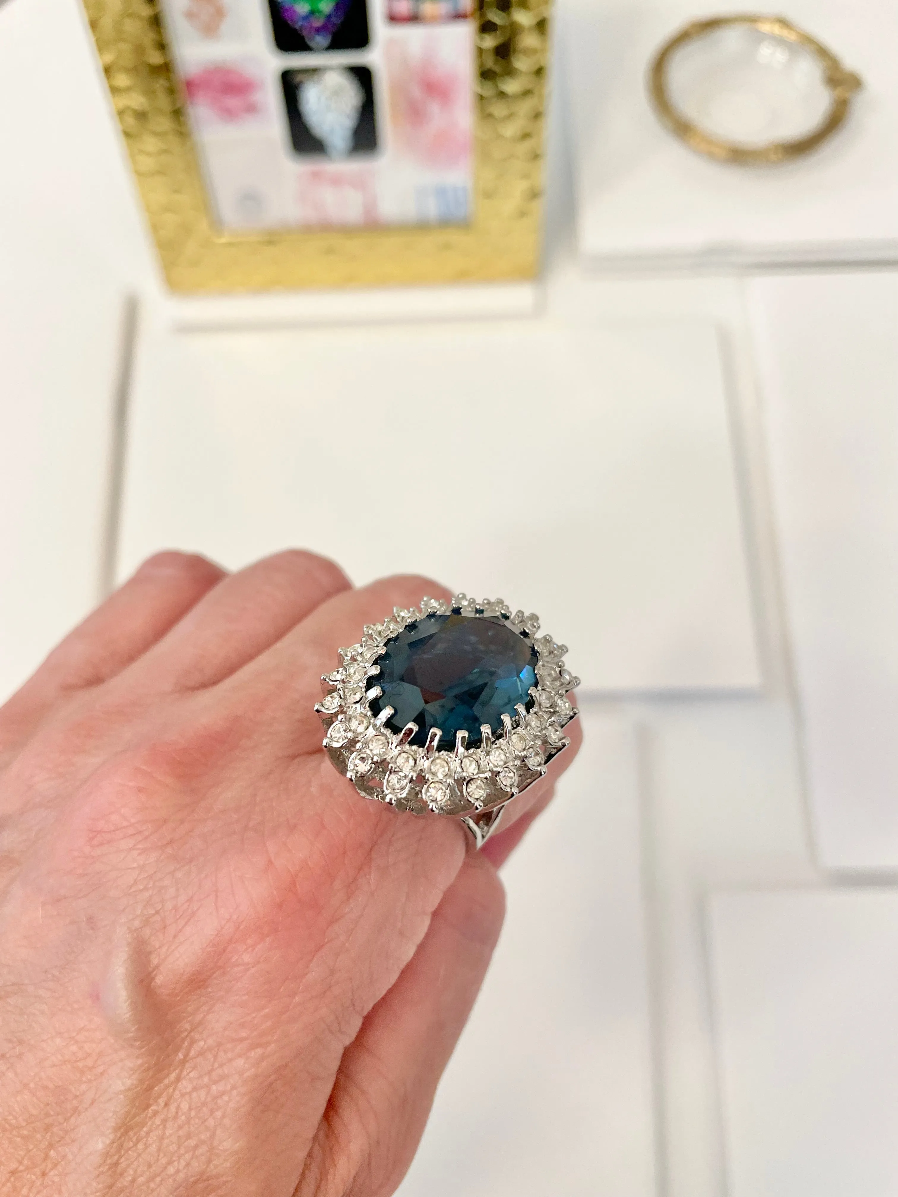The most divine sapphire glass martini cocktail ring! So fabulous