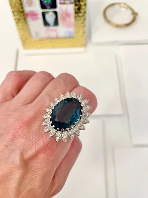 The most divine sapphire glass martini cocktail ring! So fabulous