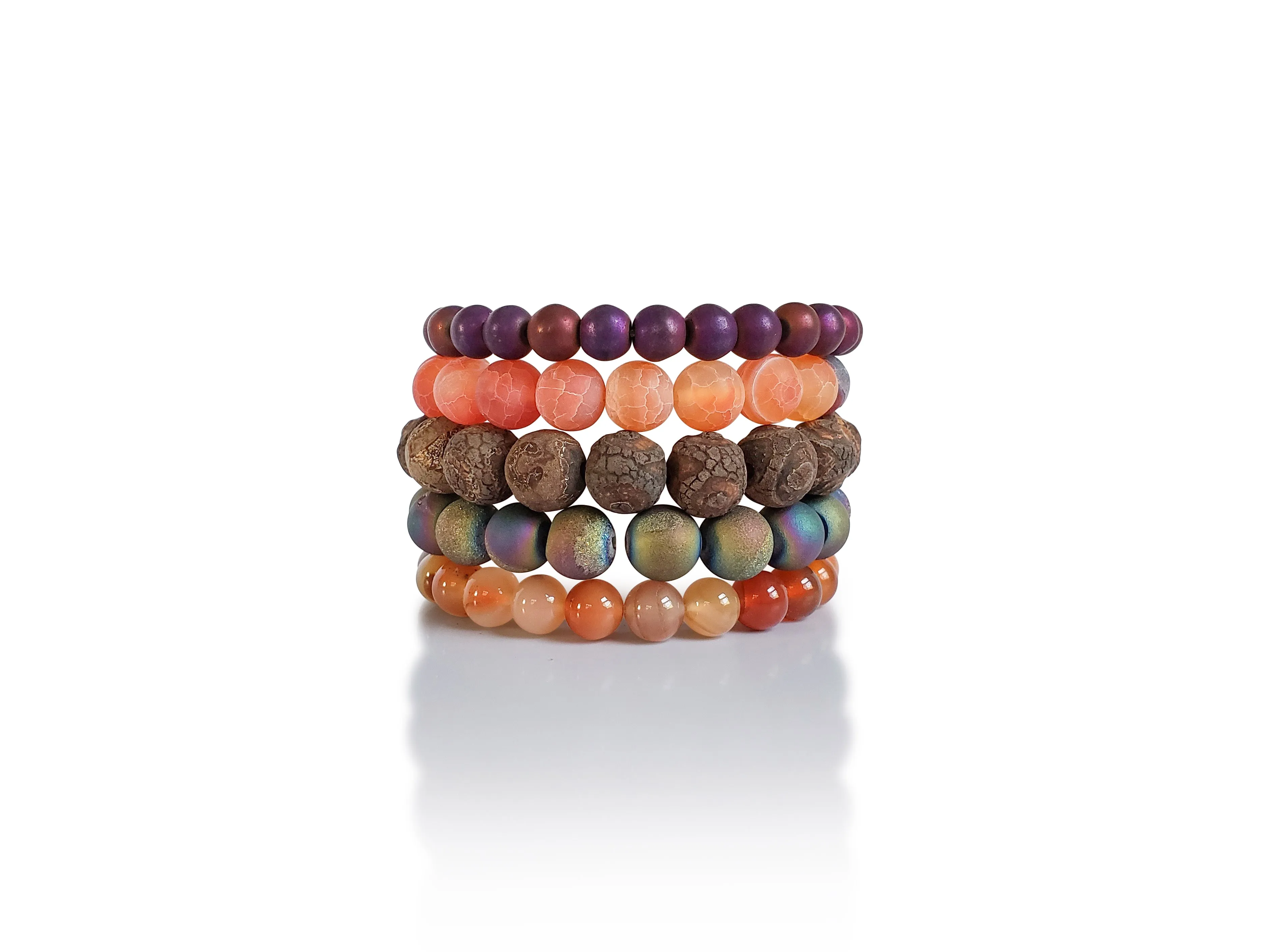 The Rebel Set - gemstone stretch bracelet set of 5
