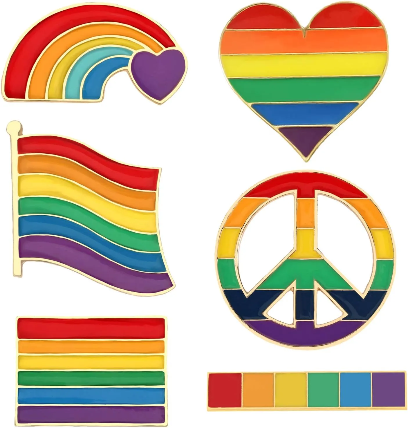 Tinsow Pride Gay Rainbow Flag Lapel Pins Enamel LGBT Lapel Pins Rainbow Brooch Decoration for Clothes and Bags (6)
