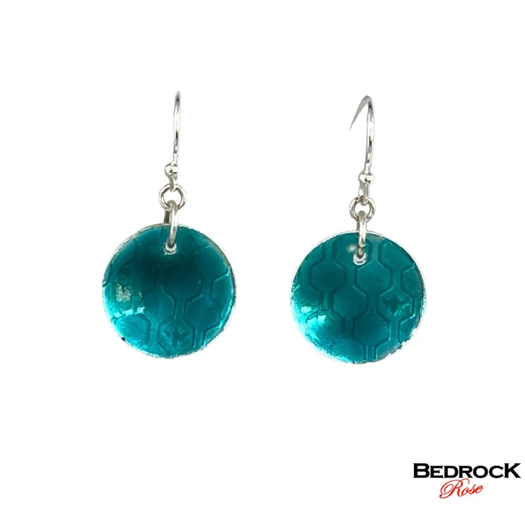 Transparent Green on Silver Circle Dangling Earrings