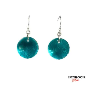 Transparent Green on Silver Circle Dangling Earrings