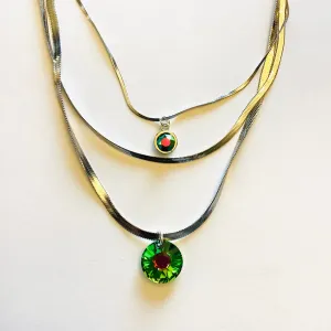 Triple Strand Necklace in Metallic Medium Vitrail