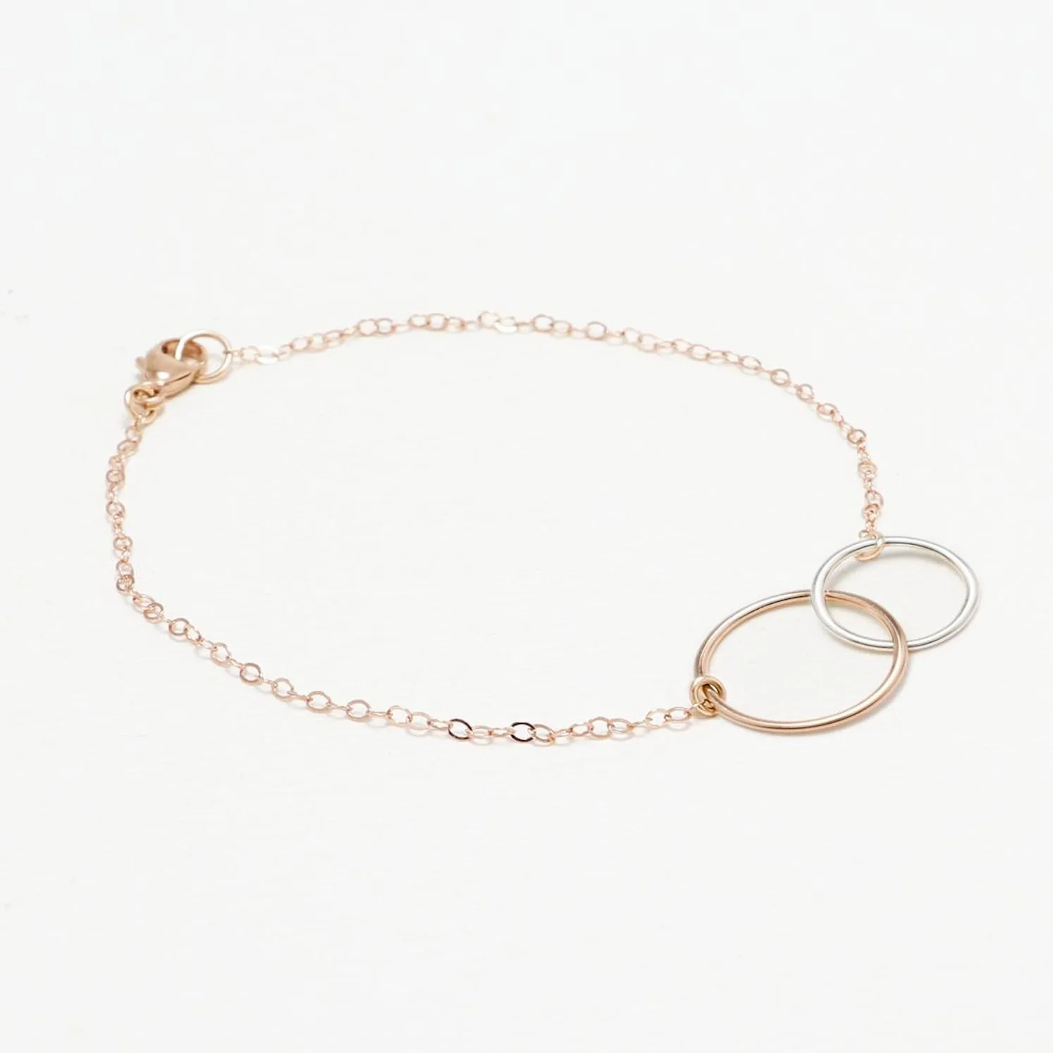 Unity Linked Dainty Circle RoseGold-Filled Bracelets