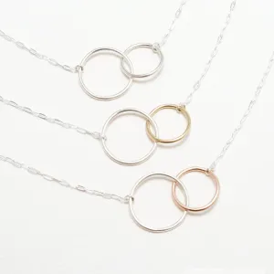 Unity Linked Dainty Circle Silver Necklace