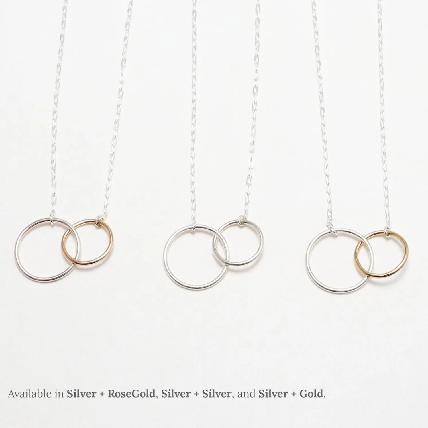 Unity Linked Dainty Circle Silver Necklace