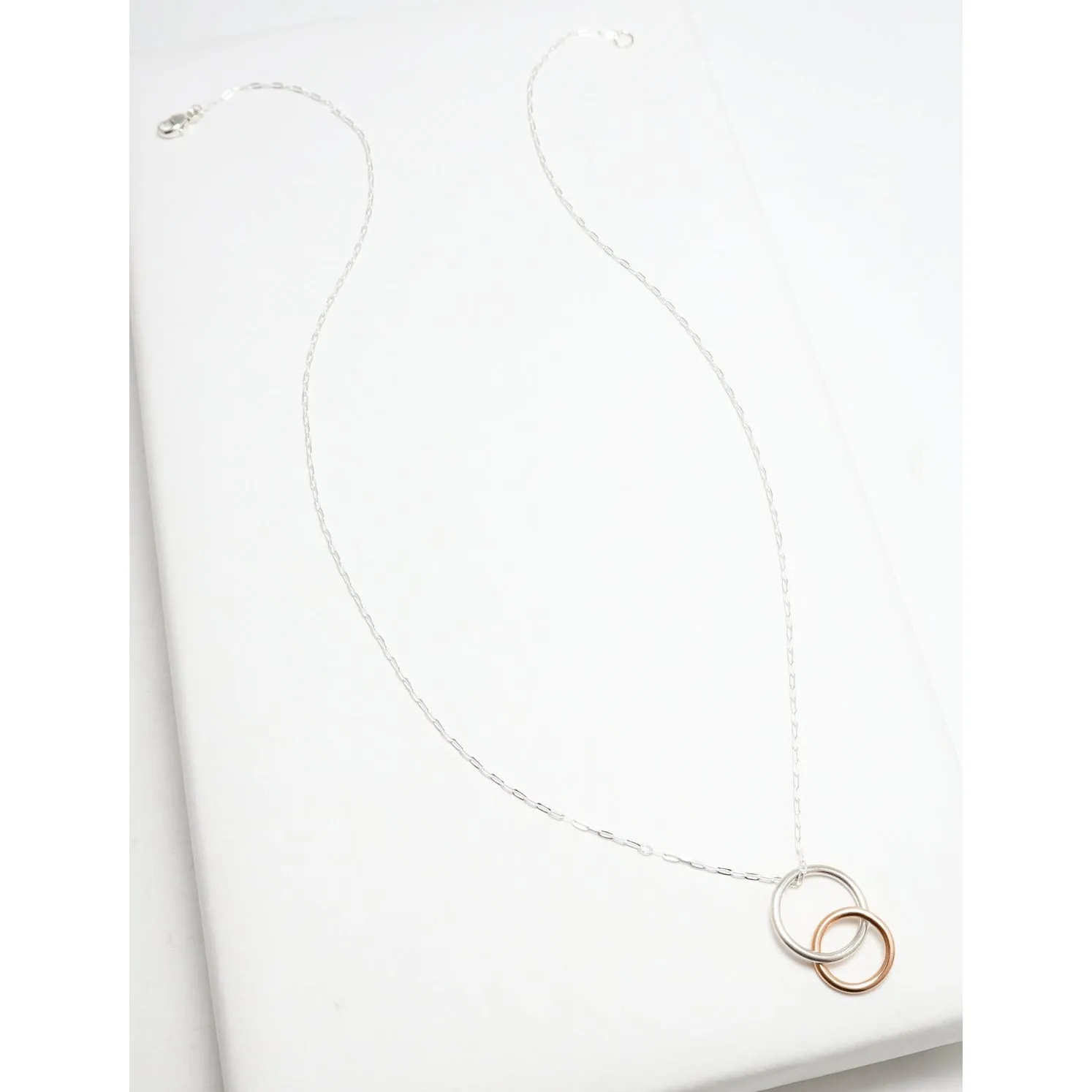 Unity Vertical Linked Circle Silver Necklace