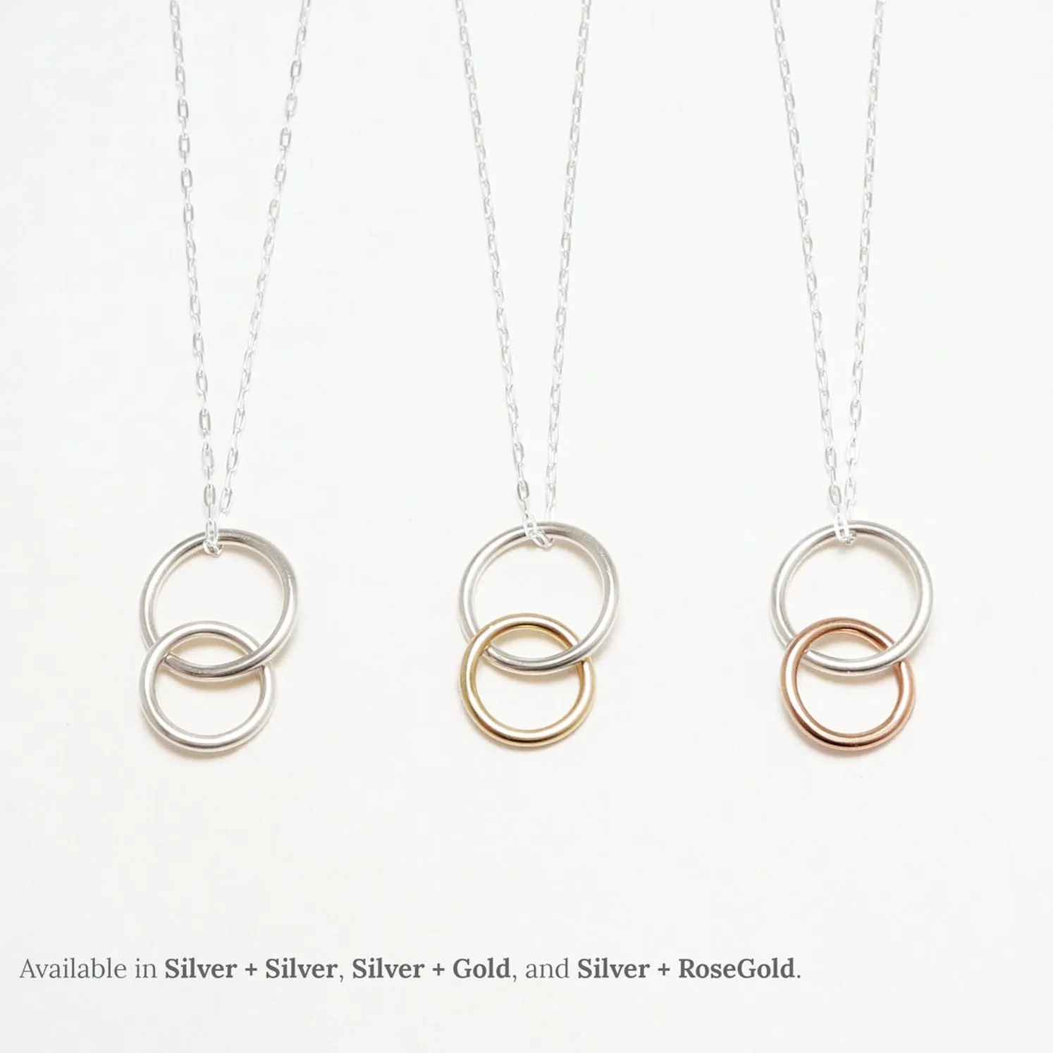 Unity Vertical Linked Circle Silver Necklace