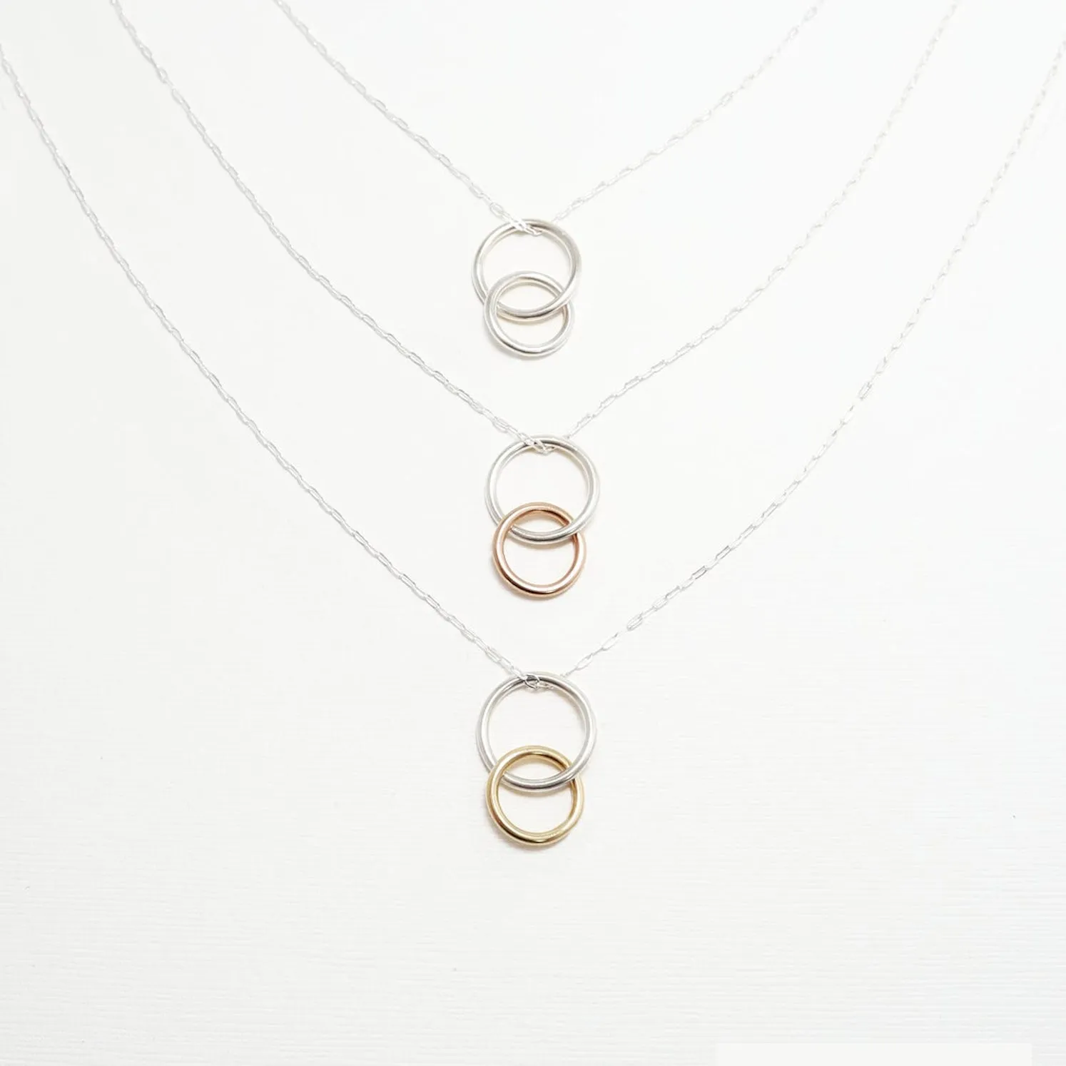 Unity Vertical Linked Circle Silver Necklace