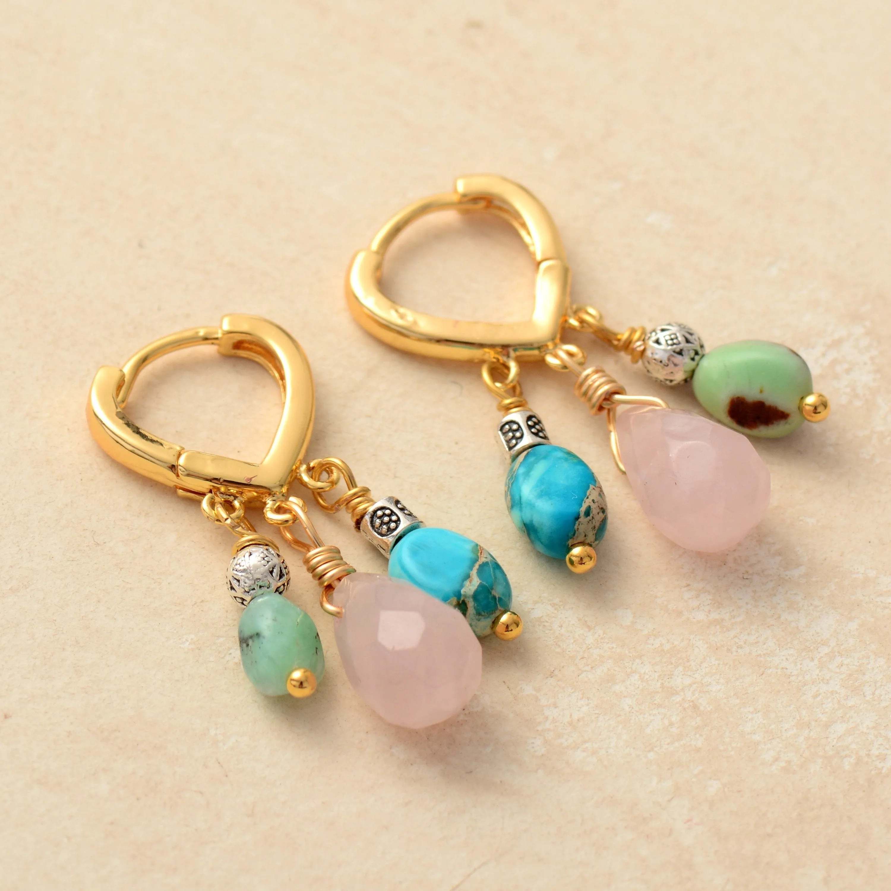 Vibrant Drop Mix Stones Earrings