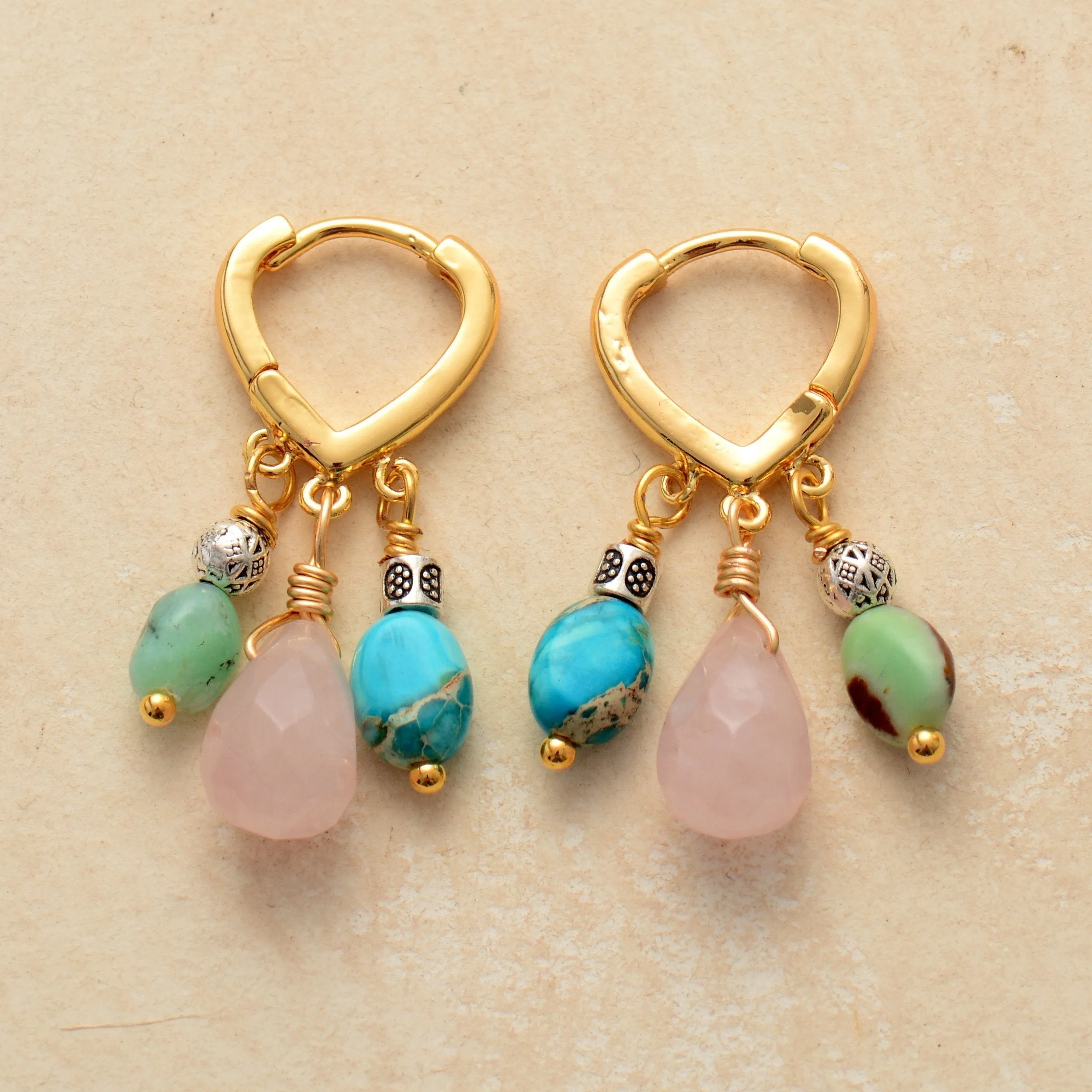 Vibrant Drop Mix Stones Earrings