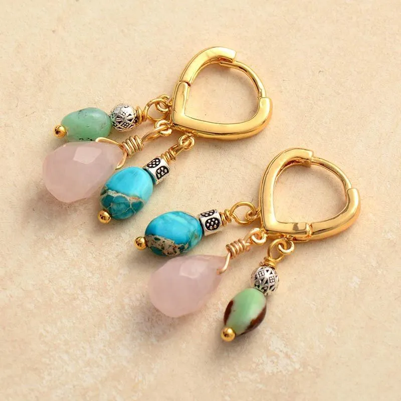 Vibrant Drop Mix Stones Earrings