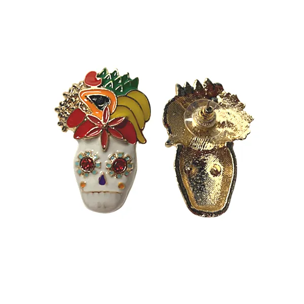 Vibrant Enamel Colorful Skull Earrings