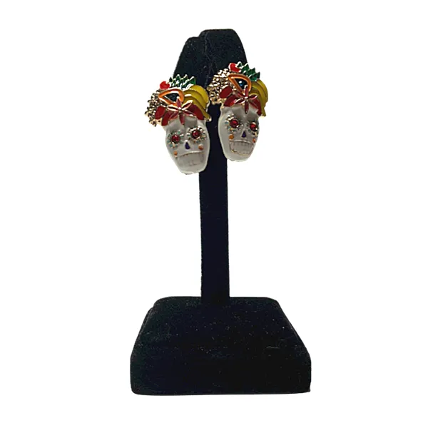 Vibrant Enamel Colorful Skull Earrings