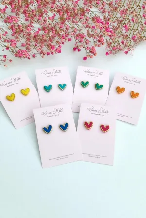 Vibrant Heart Stud Earrings Collection