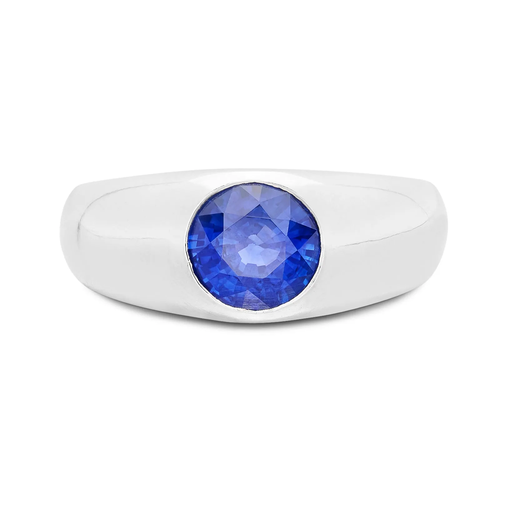 Vibrant Oval Sapphire Platinum Ring