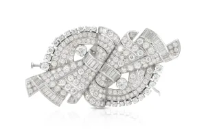 Vintage 1940s 21.00 Carat Diamond Double Clip Brooch