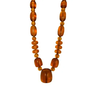 Vintage Lucite Amber Color Bead Necklace