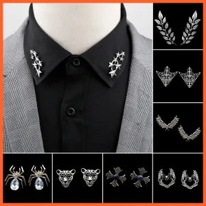 Vintage Tree Leaf Collar Brooch Pins | Hollowed Out Crown Shirts Suit Jewellery
